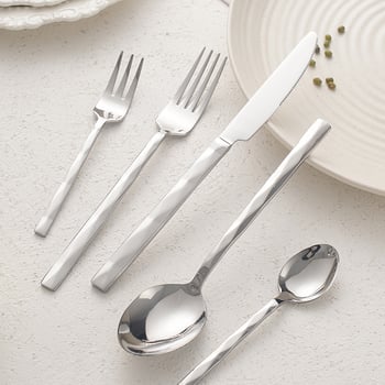 Set tacâmuri din oțel inoxidabil, cuțit de steak, furculiță și lingură, cu mâner în formă de diamant, pentru uz casnic și în hoteluri