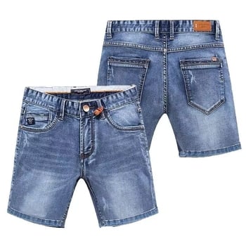 Shorts denim elastici pentru bărbați – croială Slim, drept, casual, lungime medie de vară