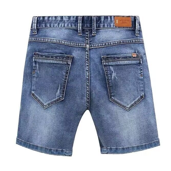 Shorts denim elastici pentru bărbați – croială Slim, drept, casual, lungime medie de vară