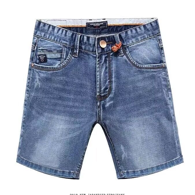 Shorts denim elastici pentru bărbați – croială Slim, drept, casual, lungime medie de vară