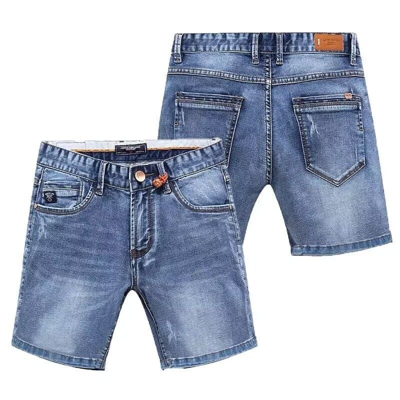 Shorts denim elastici pentru bărbați – croială Slim, drept, casual, lungime medie de vară