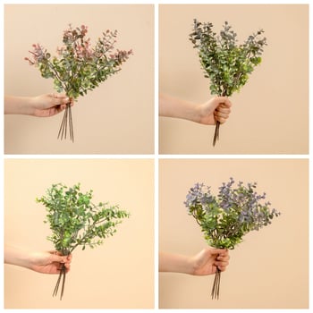 Buchet artificial de eucalipt pentru decor acasă și la nuntă, aranjament de perete cu trandafiri