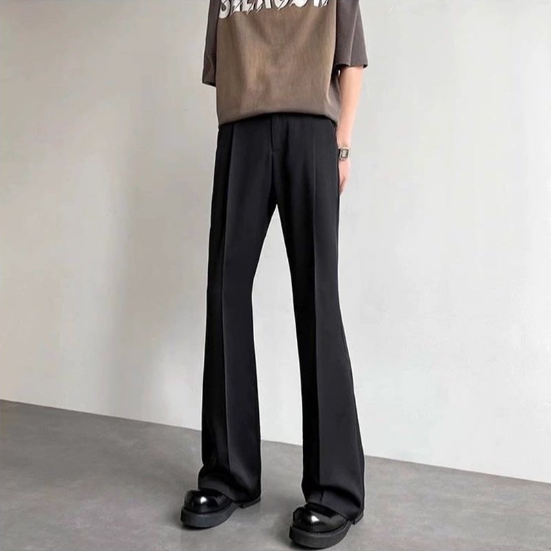 Pantaloni de vară pentru bărbați, croială ușor evazată, croială dreaptă, largi, drapat, amestec poliester