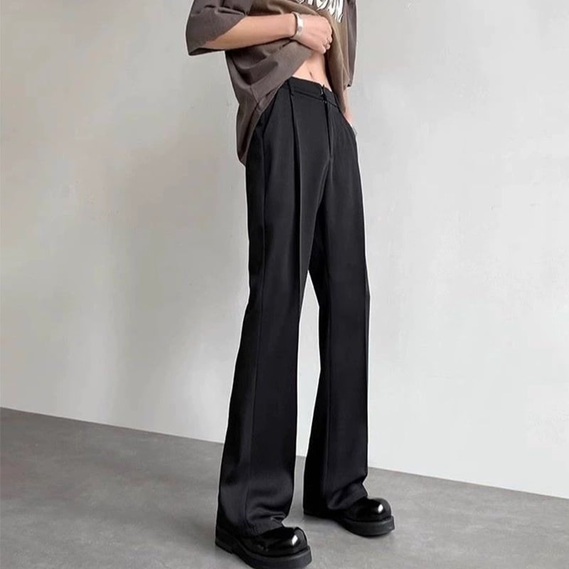 Pantaloni de vară pentru bărbați, croială ușor evazată, croială dreaptă, largi, drapat, amestec poliester