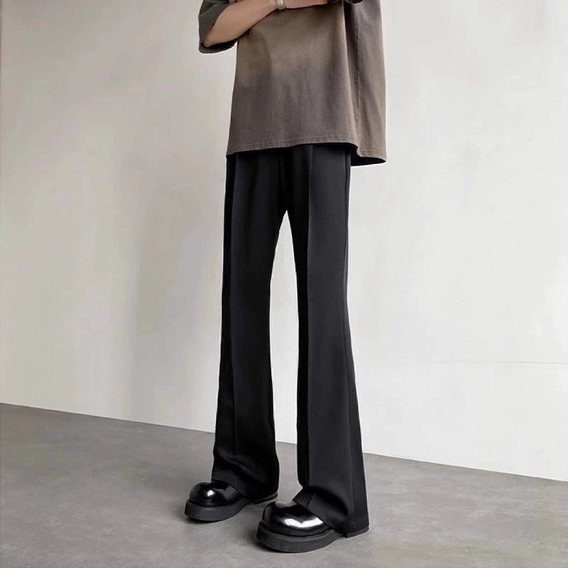 Pantaloni de vară pentru bărbați, croială ușor evazată, croială dreaptă, largi, drapat, amestec poliester