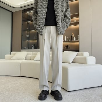 Pantaloni casual pentru bărbați, toamnă-iarnă, cu căptușeală fleece, croială dreaptă, stil minimalist