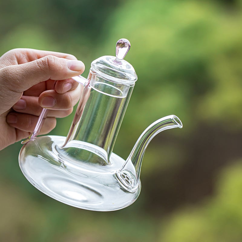 Ceainic de sticlă pentru ceai de flori, borosilicat rezistent la temperaturi înalte, mâner, cutie de hârtie