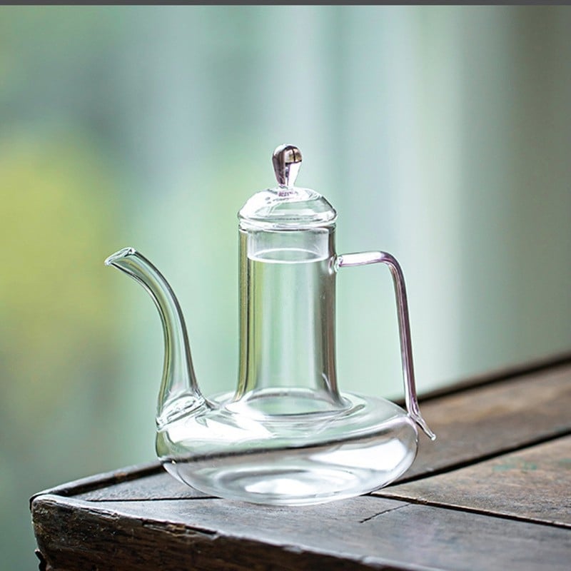 Ceainic de sticlă pentru ceai de flori, borosilicat rezistent la temperaturi înalte, mâner, cutie de hârtie