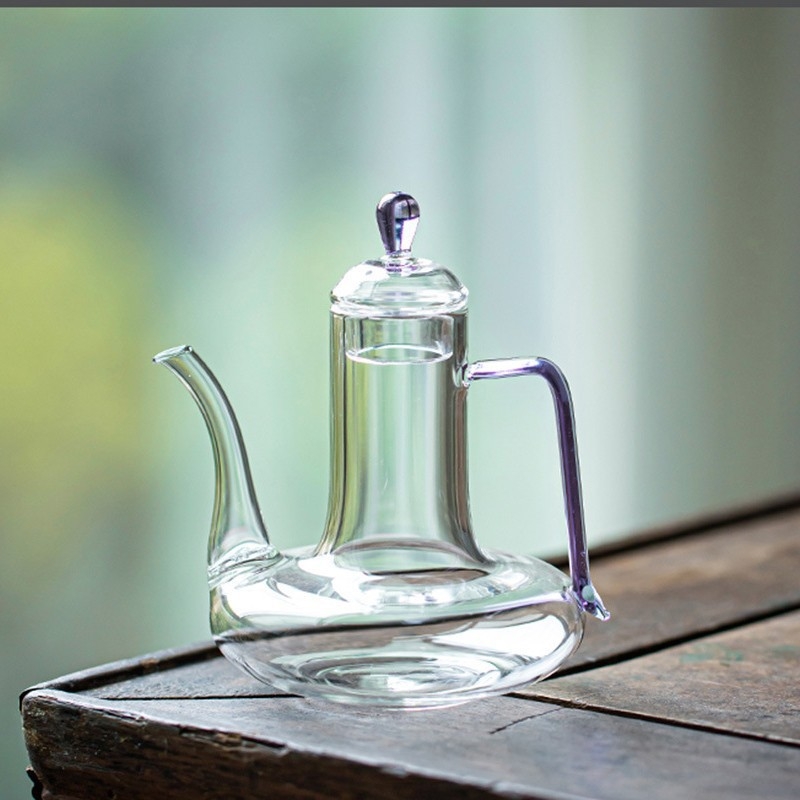 Ceainic de sticlă pentru ceai de flori, borosilicat rezistent la temperaturi înalte, mâner, cutie de hârtie