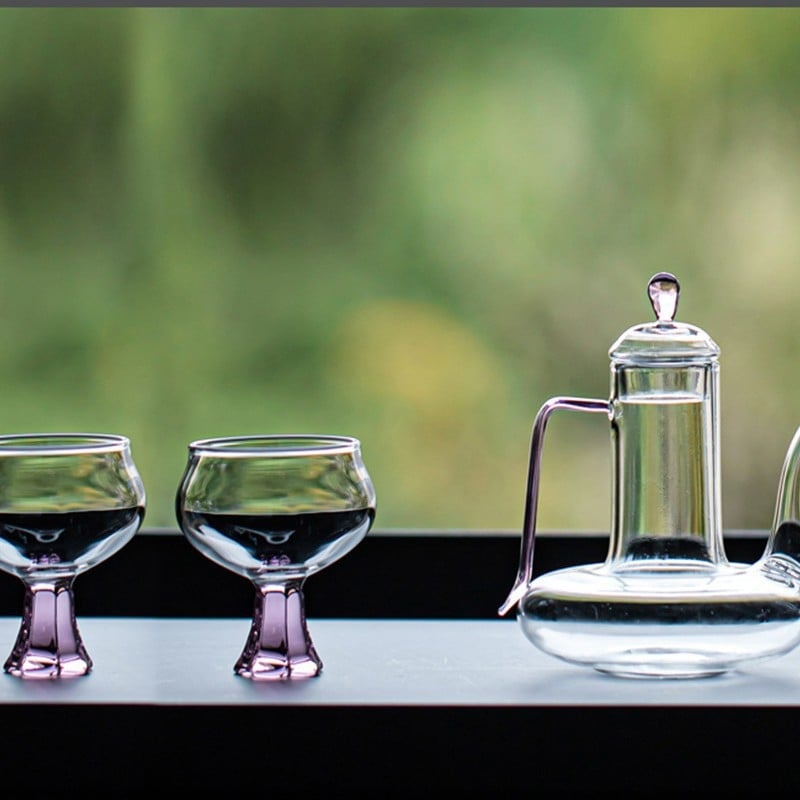 Ceainic de sticlă pentru ceai de flori, borosilicat rezistent la temperaturi înalte, mâner, cutie de hârtie