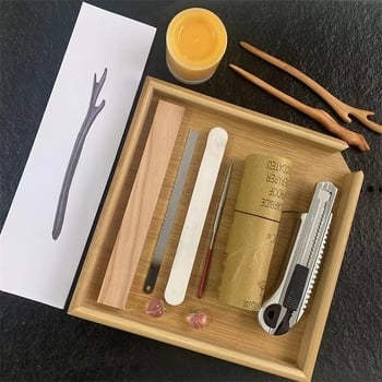 Set DIY pentru fabricarea unui ac de păr din lemn de piersic — materiale din lemn, lemn brut decorativ și planuri pentru sculptură în lemn și sculptură a rădăcinilor