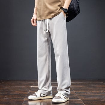 Pantaloni casual bărbați toamnă–iarna, croiți drept, largi, talie cu șnur elastic, pantaloni sport lungi