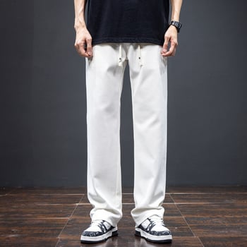 Pantaloni casual bărbați toamnă–iarna, croiți drept, largi, talie cu șnur elastic, pantaloni sport lungi