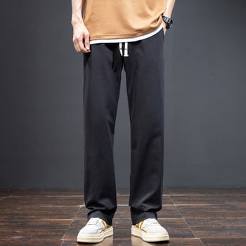 Pantaloni casual bărbați toamnă–iarna, croiți drept, largi, talie cu șnur elastic, pantaloni sport lungi