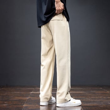 Pantaloni casual bărbați toamnă–iarna, croiți drept, largi, talie cu șnur elastic, pantaloni sport lungi