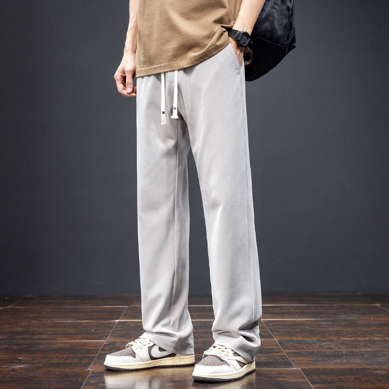 Pantaloni casual bărbați toamnă–iarna, croiți drept, largi, talie cu șnur elastic, pantaloni sport lungi