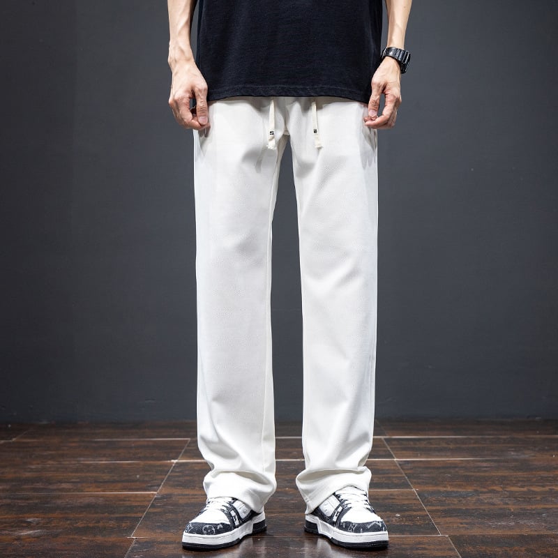 Pantaloni casual bărbați toamnă–iarna, croiți drept, largi, talie cu șnur elastic, pantaloni sport lungi