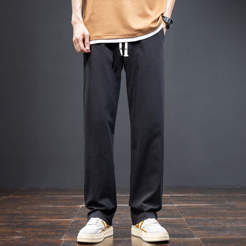 Pantaloni casual bărbați toamnă–iarna, croiți drept, largi, talie cu șnur elastic, pantaloni sport lungi