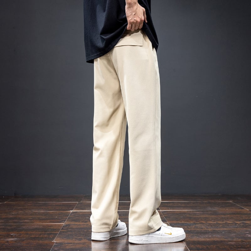 Pantaloni casual bărbați toamnă–iarna, croiți drept, largi, talie cu șnur elastic, pantaloni sport lungi