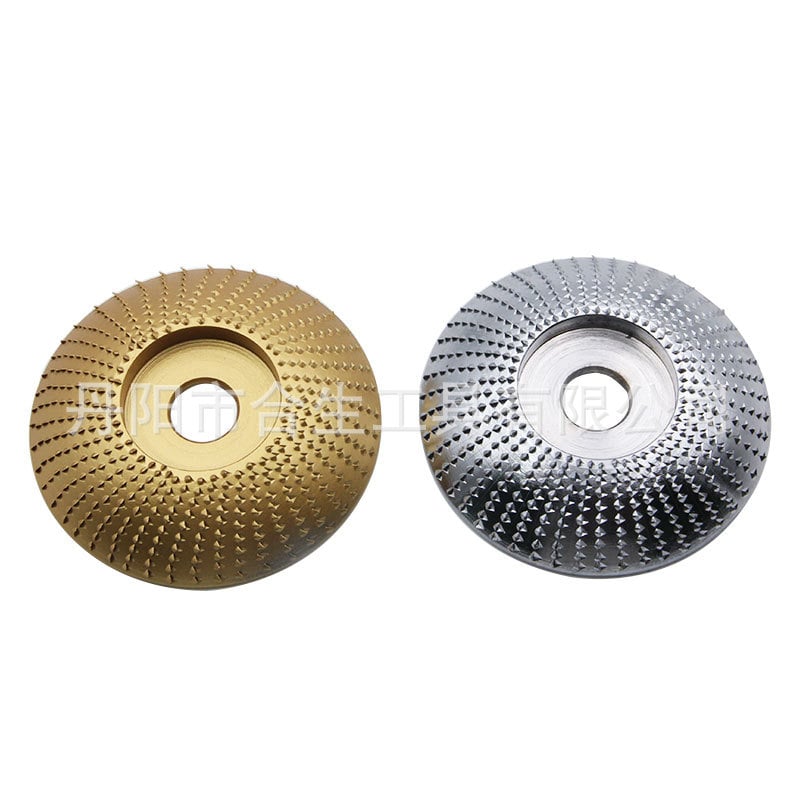 Disc cu țepi pentru polizor unghiular, oțel carbon, gaură 16 mm, suprafață arcuită aurie, pentru prelucrarea lemnului