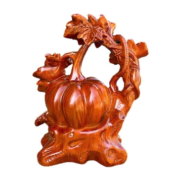Ornament din lemn de abanos: dovleac de toamnă sculptat, decor pentru living