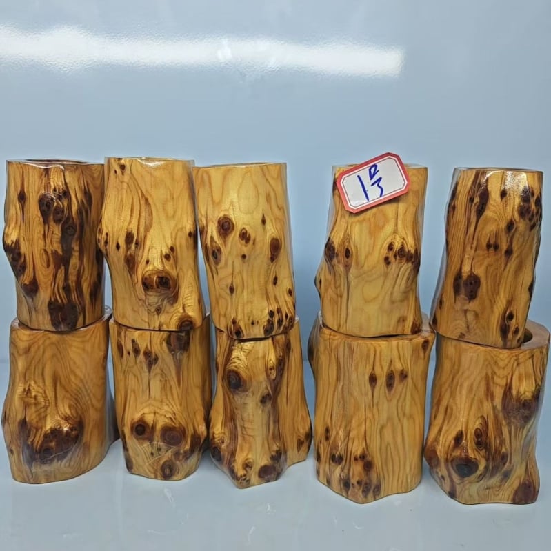 Suport pentru pixuri din lemn Burl Thuja, ornament sculptat din rădăcină, cadou din lemn