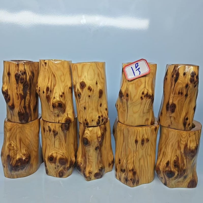 Suport pentru pixuri din lemn Burl Thuja, ornament sculptat din rădăcină, cadou din lemn