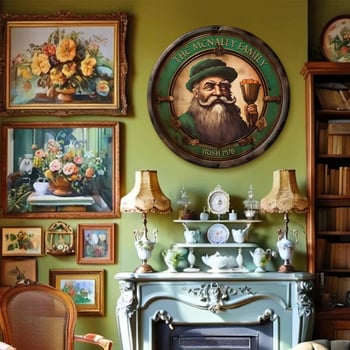 Pandantiv circular din lemn pentru decorul pubului irlandez, decor pentru casă și sufragerie