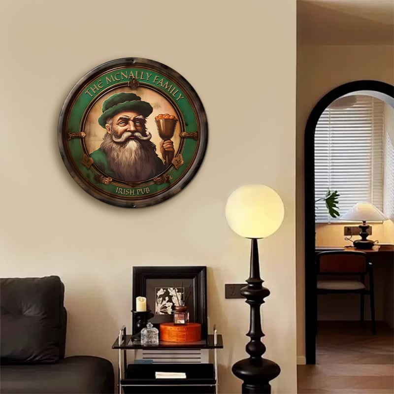 Pandantiv circular din lemn pentru decorul pubului irlandez, decor pentru casă și sufragerie