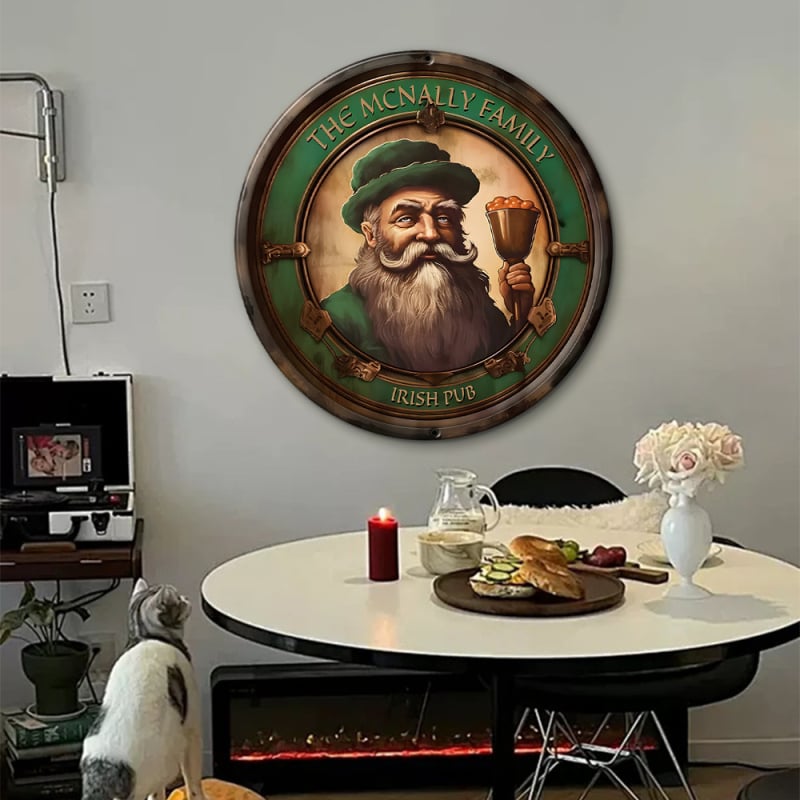 Pandantiv circular din lemn pentru decorul pubului irlandez, decor pentru casă și sufragerie