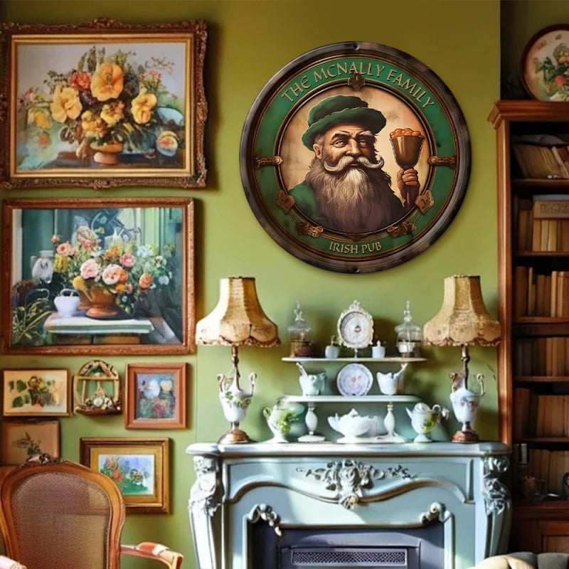 Pandantiv circular din lemn pentru decorul pubului irlandez, decor pentru casă și sufragerie