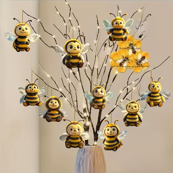 Set de 20 albine din lemn plate pentru agățat – decorațiuni drăguțe pentru grădină și decorarea copacilor în casă