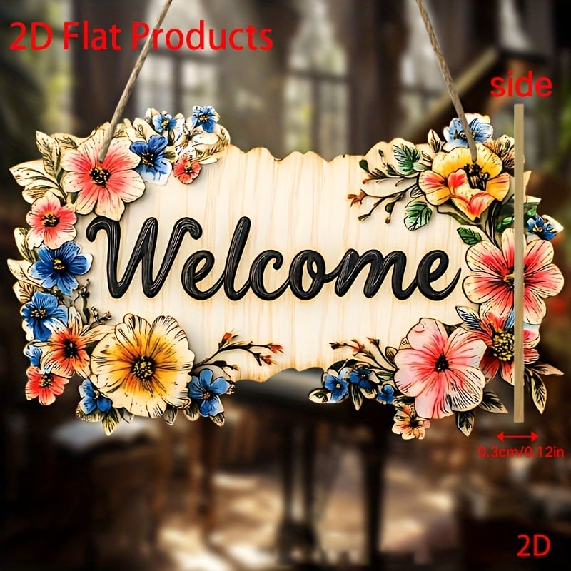 Semne decorative din lemn, atârnate, cu motive florale, în stil pastoral, pentru grădină, pensiuni și florării