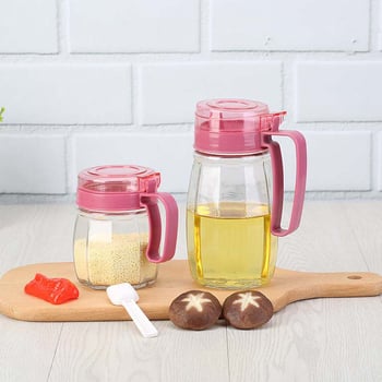 Set de patru recipiente din sticlă pentru ulei și borcane pentru condimente cu logo – accesorii de bucătărie creative, cutie cadou