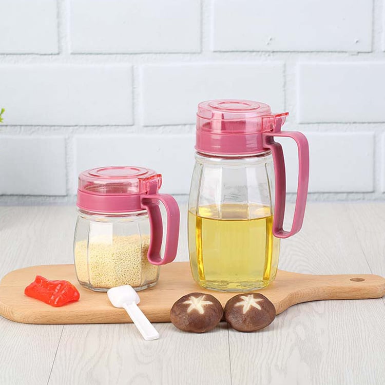Set de patru recipiente din sticlă pentru ulei și borcane pentru condimente cu logo – accesorii de bucătărie creative, cutie cadou