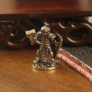 Figurină din alamă – Războinicul dovleac, stil desen animat, decor pentru birou