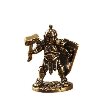 Figurină din alamă – Războinicul dovleac, stil desen animat, decor pentru birou