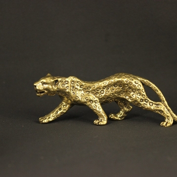 Pandant din alamă masivă, cu motiv leopard și bani – ornament de mână, piesă de expoziție în stil antic