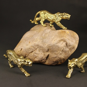 Pandant din alamă masivă, cu motiv leopard și bani – ornament de mână, piesă de expoziție în stil antic