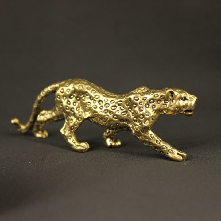 Pandant din alamă masivă, cu motiv leopard și bani – ornament de mână, piesă de expoziție în stil antic