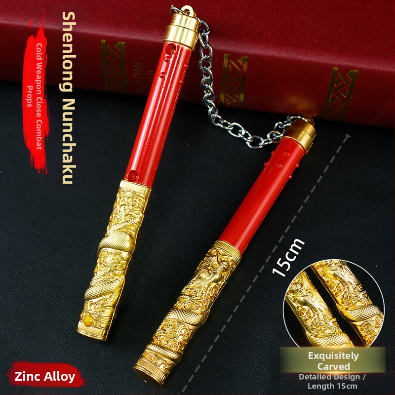 Mier JY Shenlong 15 cm nunchaku zliatinová zbraň model kovová ozdoba
