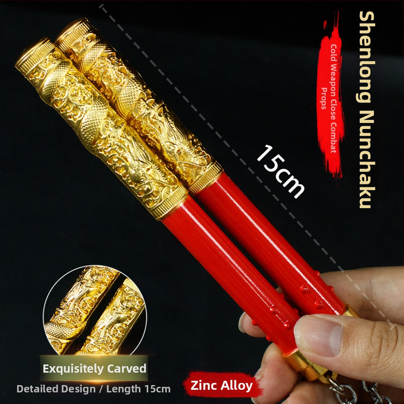 Mier JY Shenlong 15 cm nunchaku zliatinová zbraň model kovová ozdoba