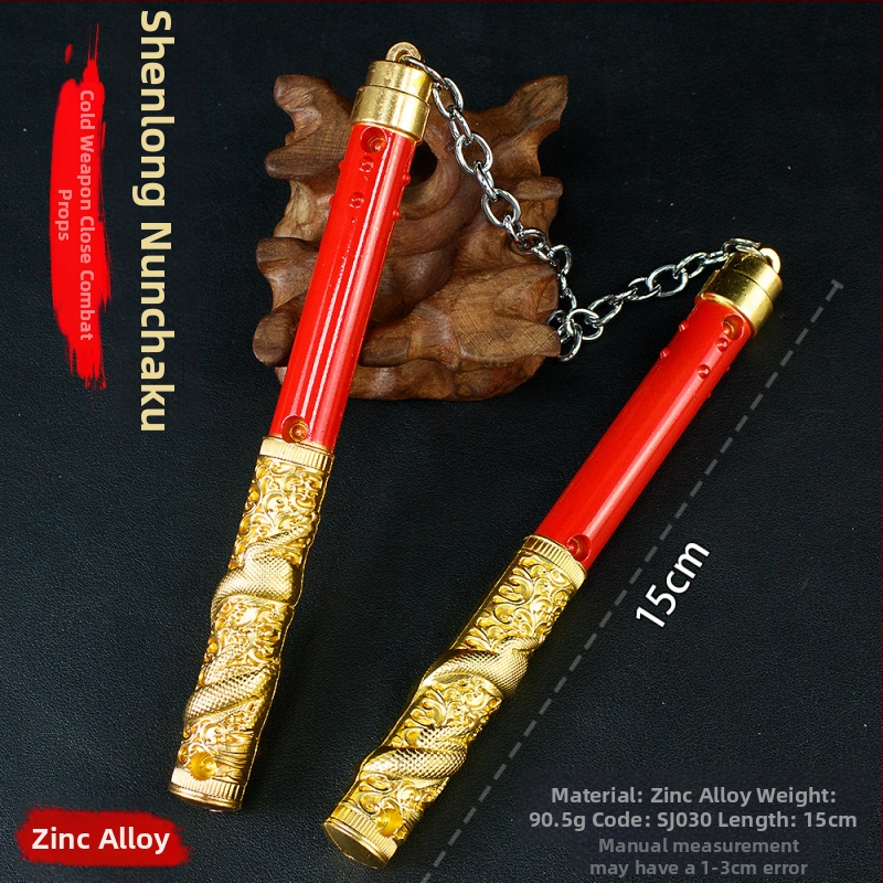 Mier JY Shenlong 15 cm nunchaku zliatinová zbraň model kovová ozdoba