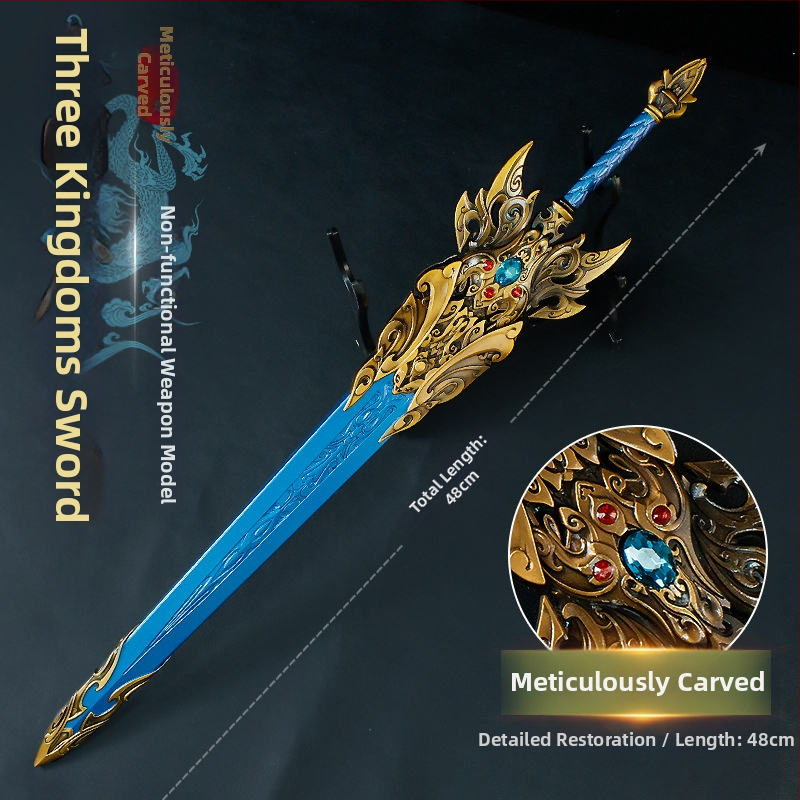 48 cm celokovový meč Yitian s puzdrom – rekvizita z anime/hry, modelová ozdoba