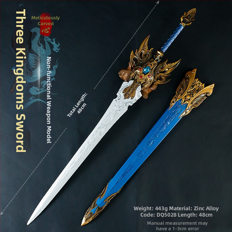 48 cm celokovový meč Yitian s puzdrom – rekvizita z anime/hry, modelová ozdoba