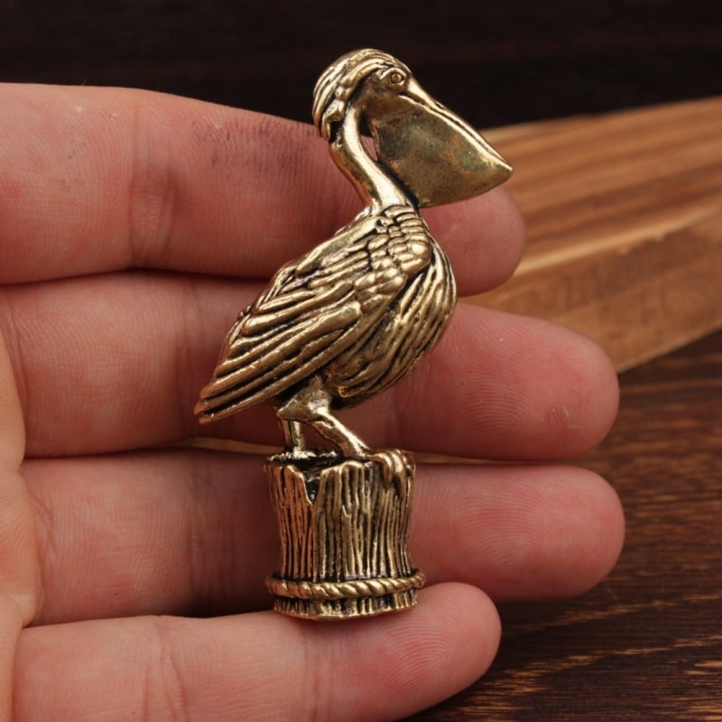 Figurina tucan din alamă, ornament decorativ din metal, stil chinezesc, lucrat manual