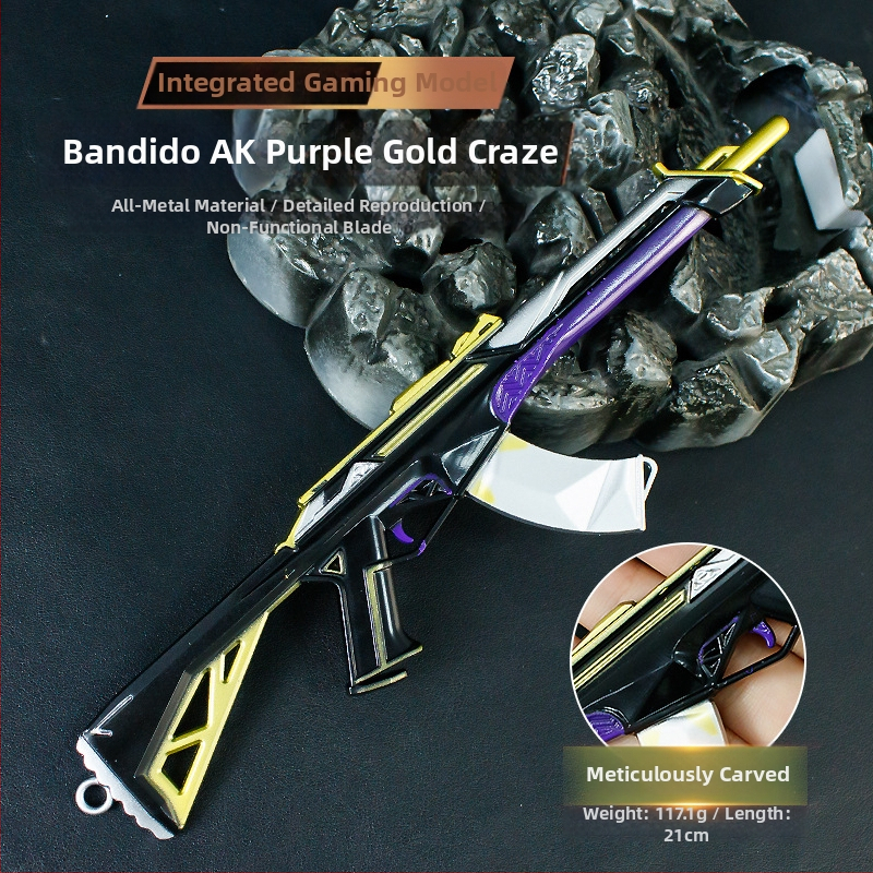 Valorant 21 cm kovová figúrka AK Purple Gold Frenzy model pre zberateľa