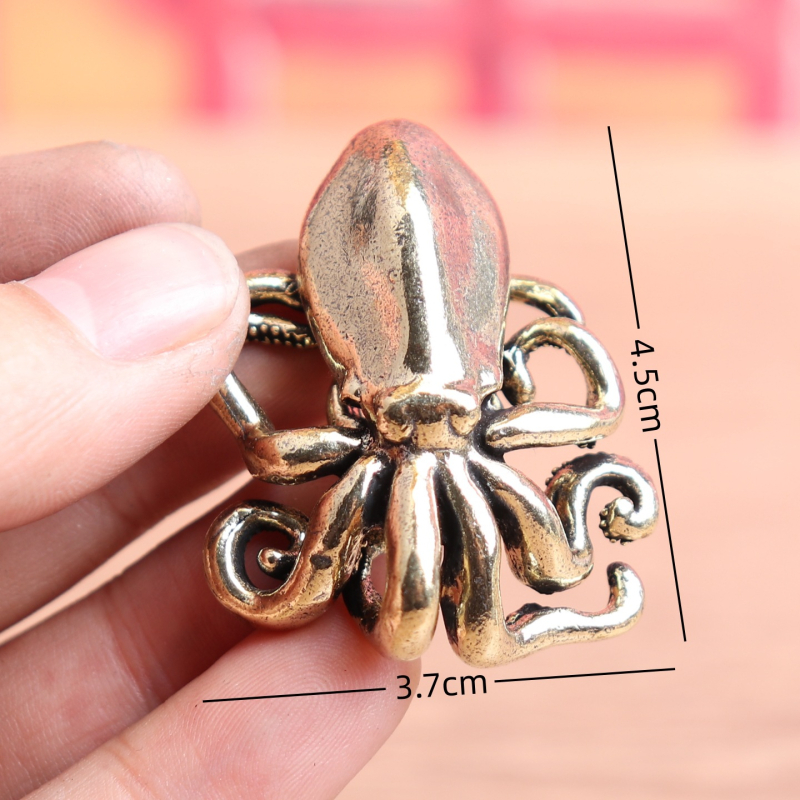Alamă pură, caracatiță, calmar și sepie – ornament de masă pentru ceai, stil vintage