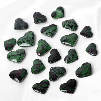 Ornament inimă din cristal natural, piatră roșu-verde, decor pentru masă și casă