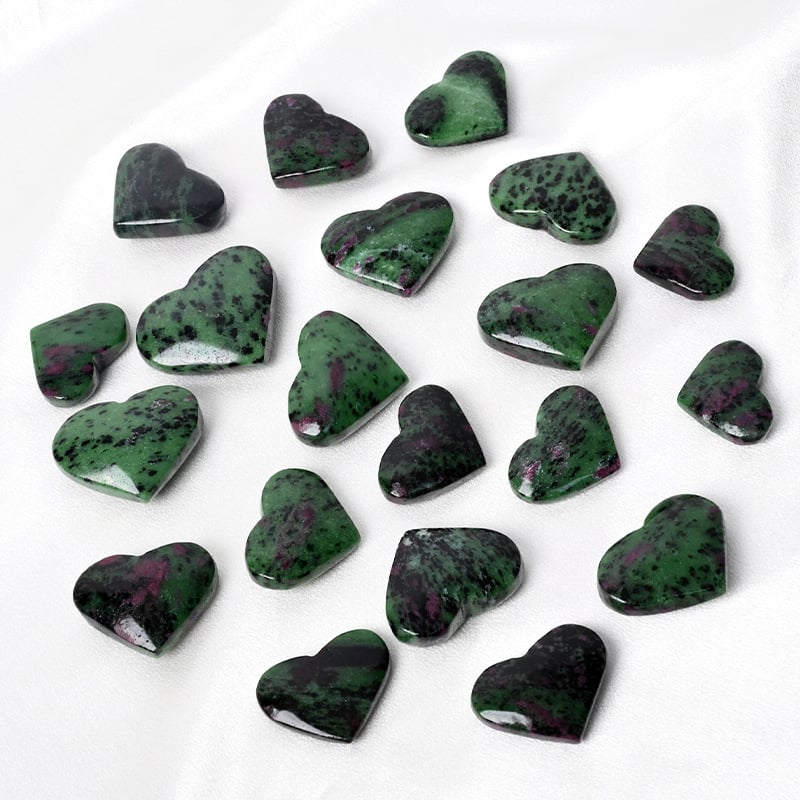 Ornament inimă din cristal natural, piatră roșu-verde, decor pentru masă și casă
